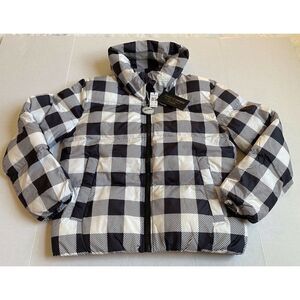 Juicy Couture Black Label Women’s Puffer Jacket  Black White Plaid Sz M NWT $228